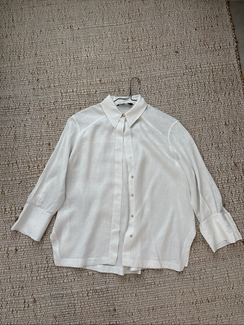 Zara Off white Linen Lightweight Button-Down Shirt